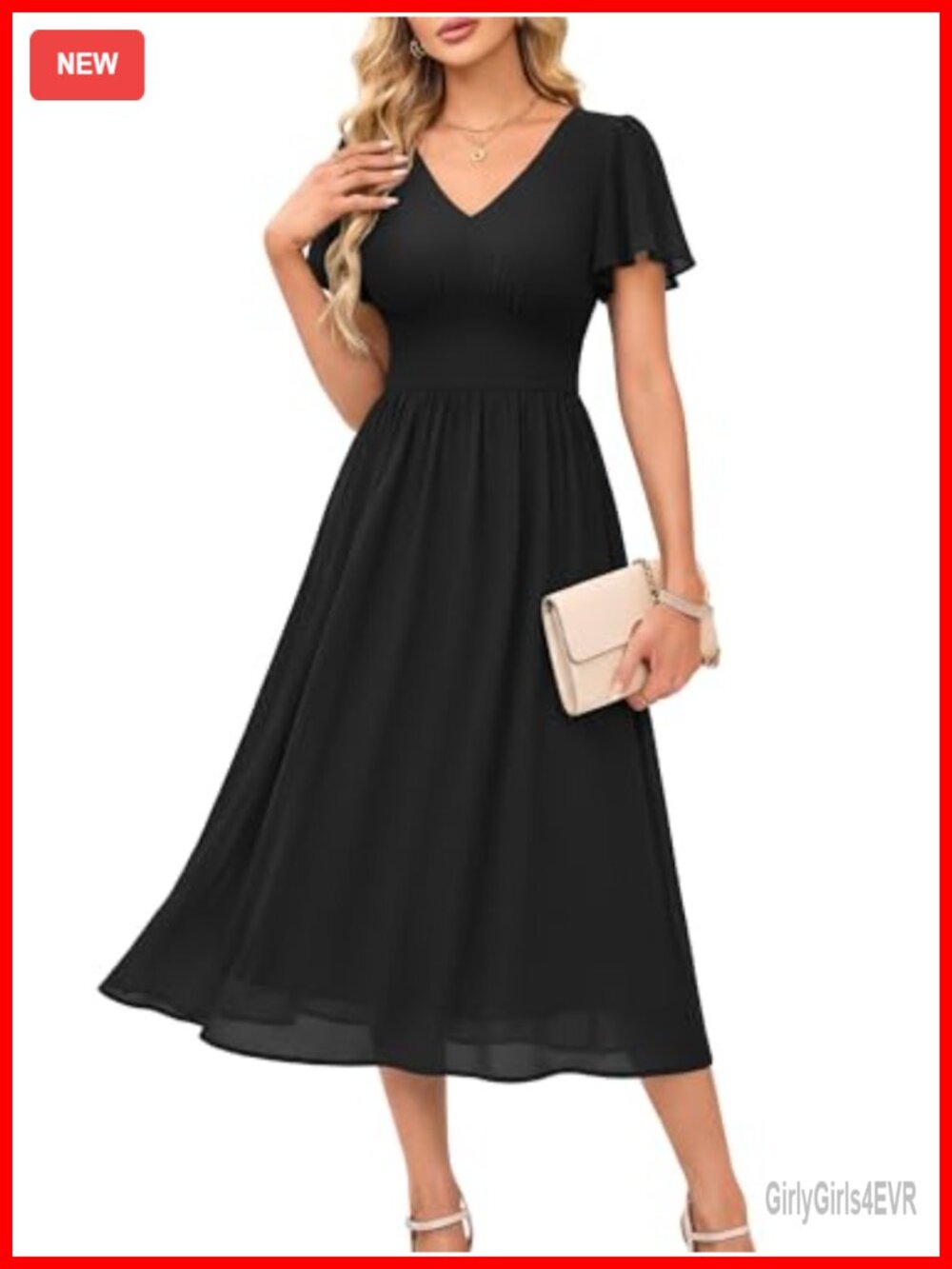 MSBASIC Chiffon Semi Formal Wedding Guest Midi Dress